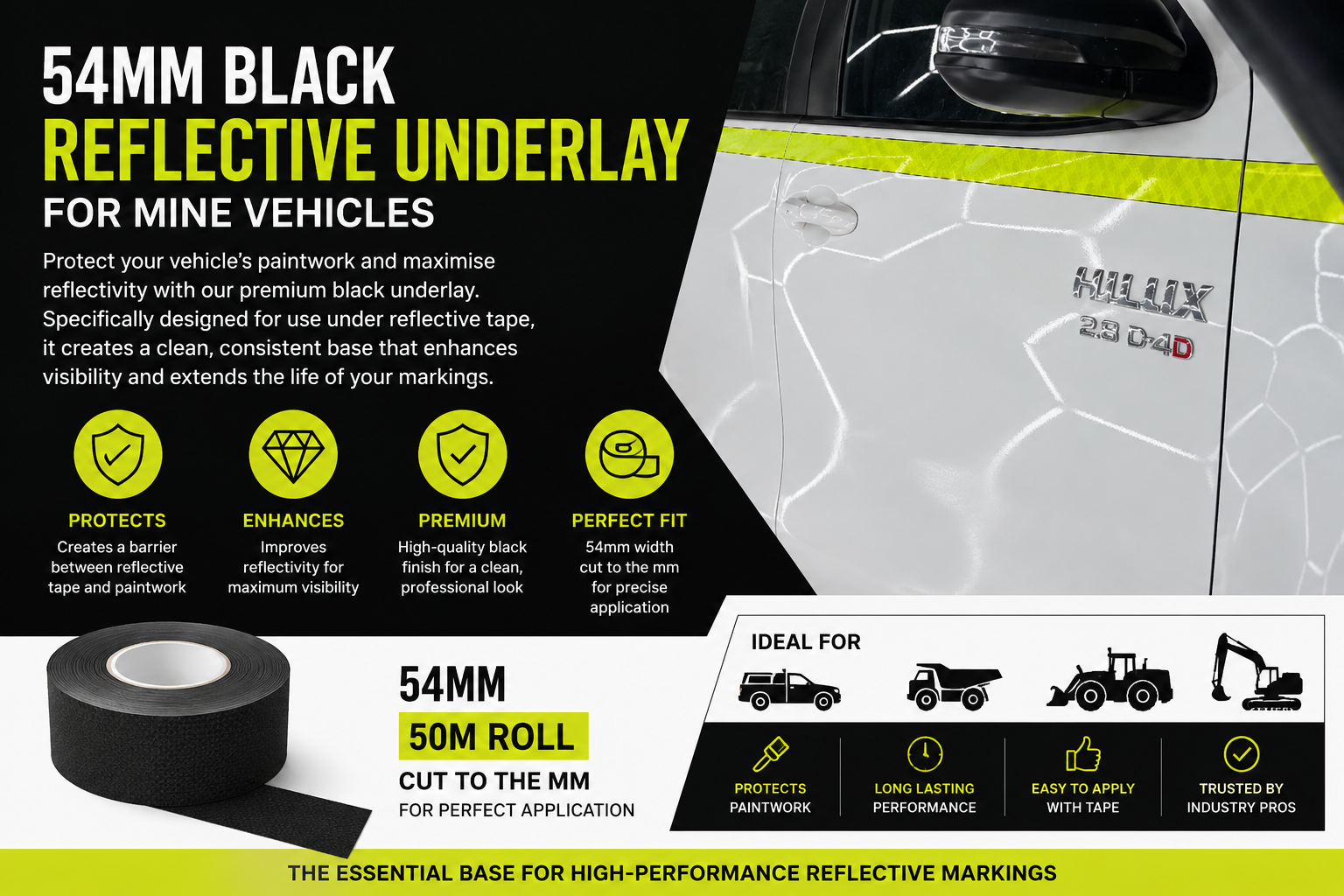 54mm Reflective Underlay (Black)